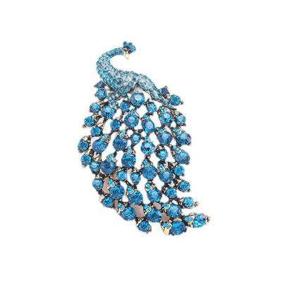 China Popular Normal Size Peacock Brooches For Women Rhinestone Beauty Bird Party Office Brooch Pin Gifts for sale