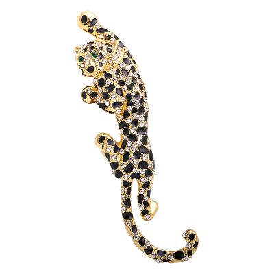 China Popular Big Rising Leopard Brooch Pins for Women and Men Enamel Brooches Animal Winter Jewelry Luxury New Year Gift for sale