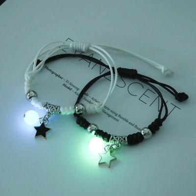 China 2PC/Set Fashion Fashion Moon Star Luminous Bracelet Couple Adjustable Rope Matching Friend Bracelets Love Gifts Jewelry for sale