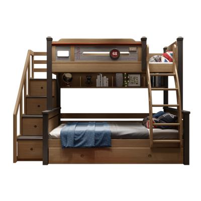 China All modern simple multifunctional storage bed solid wood bedroom bunk bed kids solid wood bunk bed with staircase for sale