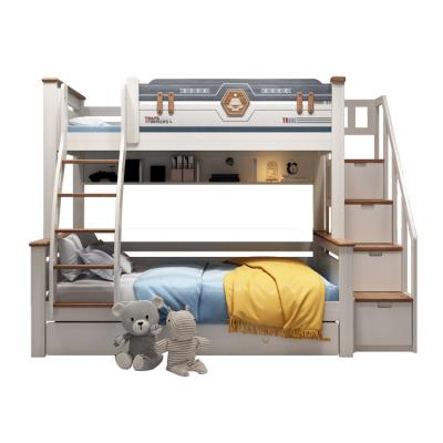 China All Factory Price Solid Wood Modern Kids Bedroom Furniture 1.2m 1.35m 1.5m Bunk Bed With Staircase for sale