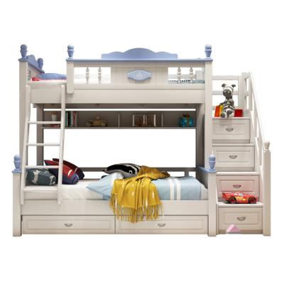 China All Factory High Quality Large Capacity Storage Solid Wood Kids Furniture Solid Wood Bunk Beds With Drawer for sale