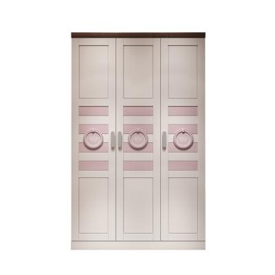 China Latest Simple Design Kids All Solid Wood Wardrobe Modern Rose Solid Wood Kids Bedroom Furniture for sale