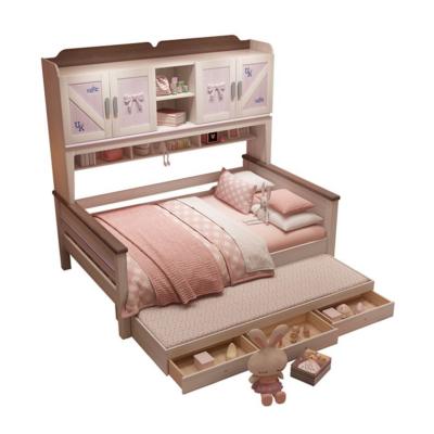 China 2021 New Design Multi-Kinetic Energy Storage Children's All Solid Wood Bed With Wardrobe Solid Wood Bed for sale