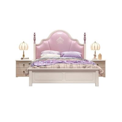 China All Modern Bedroom Furniture Modern Bedroom Furniture Pink Solid Wood Solid Wood Double Bed Kids Bed With Storage for sale