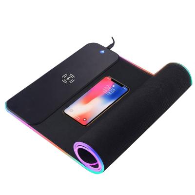 China Custom Fast Charging Mouse Anti-Slip Mat Extend Large Gaming Desk Mat With Glowing RGB LED by Dantu Logo Wireless Mouse Pad Charger 18W 9V/2A for sale