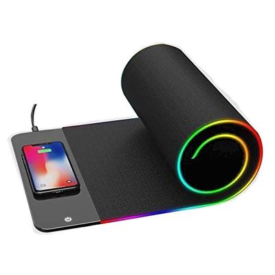 China Custom High Quality Non-slip Large Desk Mat Wireless Charging RGB Computer Gamer Game LED USB Fill Large Extend Mouse Pad With Logo for sale