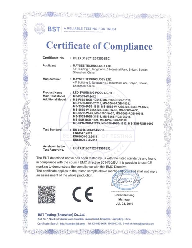 CE - Shenzhen Maysee Technology Ltd