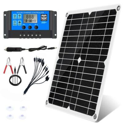 China FS-IP067+Blue Controller+Fan Camping Flexible Solar Panel Power Charging 25W 5V 0.5A For Outdoor Camping Fans Outlet Traveling for sale