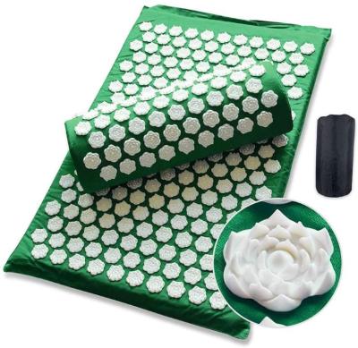 China Body Release Yoga Acupressure Mat and Pillow Set Cushion Mat Bed Pilates Fitness Massager Relieve Back/Cervical Foot Pain/With Carry Bag for sale