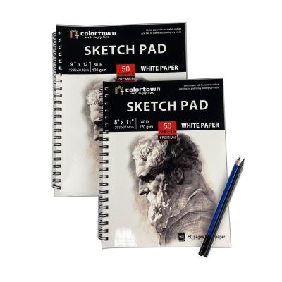 China Custom Printed A4 Blank Spiral Coil Sketchbook Sketch Pad Drawing Paper For Drawing Artist Attached Premium Acid Free for sale