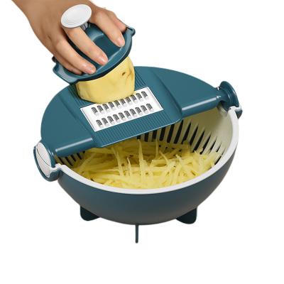 China Viable Hot Selling Product 9 in 1 Rotate Shredder Grater Slicer Multifunctional Vegetable Cutter Useful Plastic Colander for sale