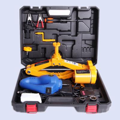 China Hot Selling CE ISO 3in1 DC12V 3T Steel Durable Electric Car Steel Screw Scissor Jack and Torque Wheel Impact Wrench and Tire Inflator Pump for sale