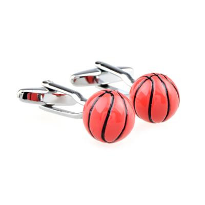 China Trendy Hot Selling Men's Fashion Links Cuff Club Basketball Jewelry Gift Sports Hobby Shirt Accessories Novelty Orange Cufflinks for sale