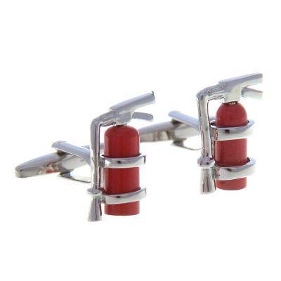 China Wholesale Designer Trendy Cufflink Red Color Fire Extinguisher Cuff Links Stylish Fashionable Mens Sleeve Button Nail Novelty Funny Cufflinks for sale