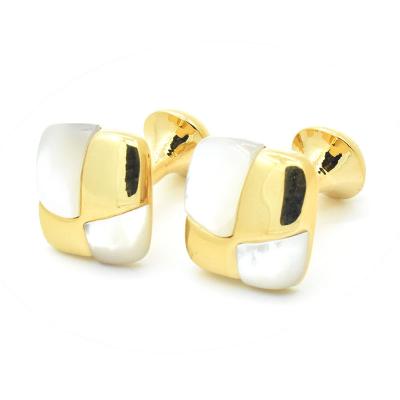 China Mens Suit Shirt Jewelry Natural Gemstone Mother of Pearl Jewelry Shell Gold Color Cuff Fashionable Luxury Custom White Mosaic Links Wedding Cufflinks for sale