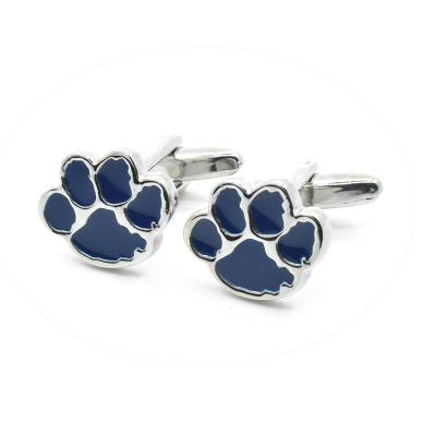 China Novelty Cufflinks Silver Blue Enamel Animal Foot Print Novelty Cufflinks for sale