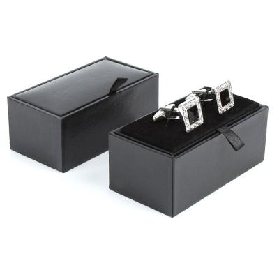 China Fashionable Black Color Cufflink Box for sale