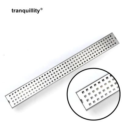 China Modern Square Hole Shower Drain Bathroom Shower Channel Stainless Steel Linear Floor Drain Long for sale