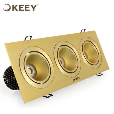 China KEEY 3X10W Three Heads Rectangle COB Recessed Led Grill Panel Light Gold / Brushed Silver / White QYR2-GS603N-3 for sale