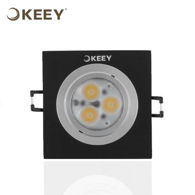 China KEEY 6W CREE Pure Aluminum Square LED Ceiling Light Recessed Adjustable Single Head Brushed Black/Silver/Glod QYS1-L311 for sale