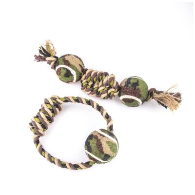 China Viable Pet Accessories Wholesale 12.2inch Camouflage Tennis Rope Soft Rubber Ball For Dog for sale