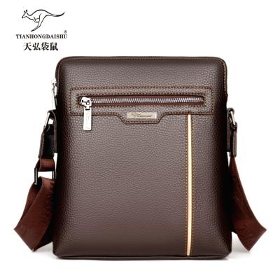 China New High Quality Wholesale Men's Messenger Bag PU Sling Leather Waterproof Bag Atmosphere Soft Men's Shoulder Bag for sale