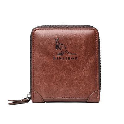 China RFID Brush Anti-Theft Multi-Card Multi-Card Multi-Function Men's PU Vintage Leather Casual Wallet for sale