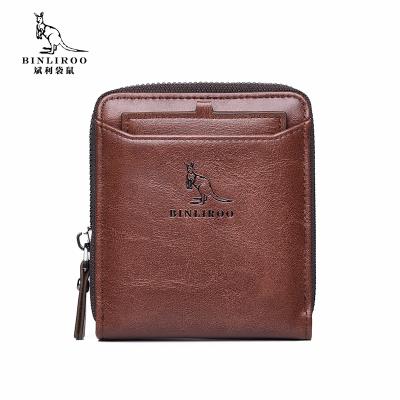 China Retro Multi-card Fashionable Personality RFID Brush Men's Anti-theft Driver's License Leather Wallet for sale