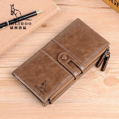 China 2021 new waterproof men's long leather wallet, men's purse, card bag for sale