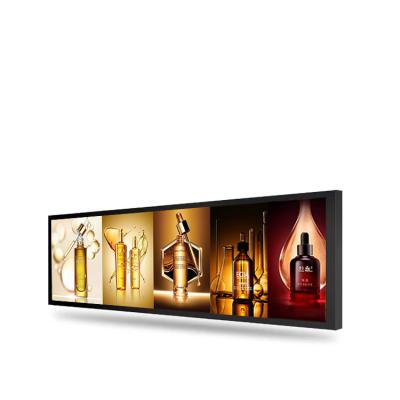 China 90 Wattsinition Indoor Stretch Slightdisplay Billboard LCD Strip Display For Supermwooden Black Indoor Screen SDK 1920*360 for sale