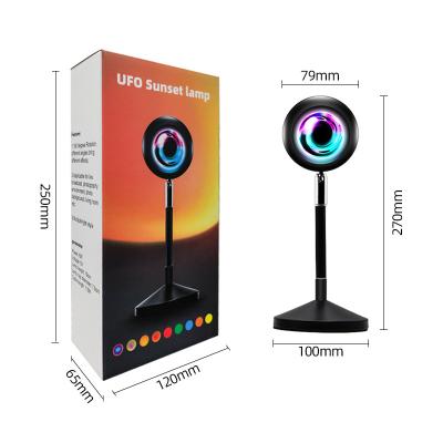 China Modern App Gradient Color RGB Sunset Night Light Remote Control Living Room Led Sunset Projector Lamp UFO Sunset Lamp for sale