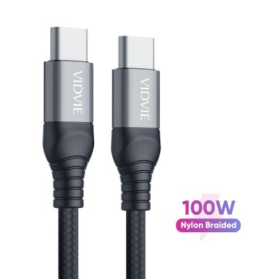 China MP3/MP4 Player VIDVIE 2M Strong Nylon Braided USB C to USB C 5A PD 100W Fast Charging Data Cable for sale