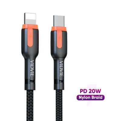 China MP3/MP4 Player VIDVIE Nylon Braided USB C to Light PD 20W Data Cable for iPhone 12 13 for sale