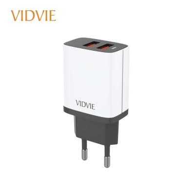 China VIDVIE PLE216t 2.4A Camera Mobile Phone Adapter Dual USB Wall Charger EU Plug for sale