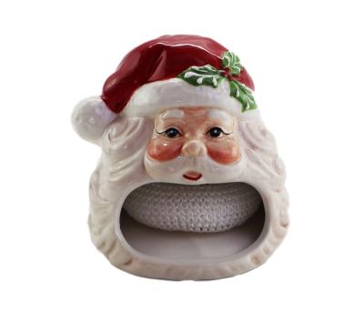 China Freshness Retention Ceramic Scrubber Holder With Ball Merry Christmas Santa Claus Cleaning Design for sale