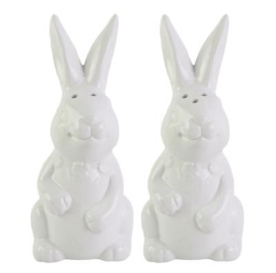 China Cute Viable Ceramic Salt and Pepper Easter Bunny Rabbit Shaker for sale