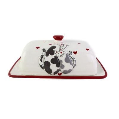 China Viable Cute Cat Butter Rack Ceramic Dolomite Hard Material for sale