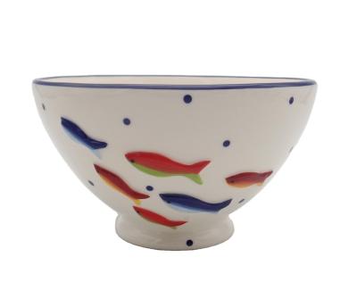 China Bowl Sea Fish Design Stocked Soup Bowl Ceramic Rice Bowl for sale