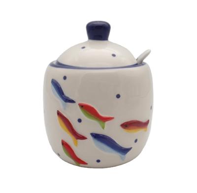 China Modern Ceramic Sugar Container Spice Jar Salt Pot for sale