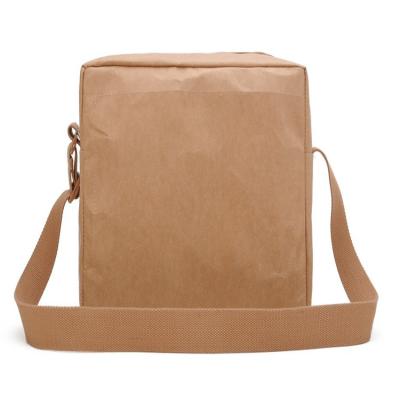 China Custom New Design Daily Used Recycle Washable Packaging Crossbody Kraft Paper Messenger Bag for sale