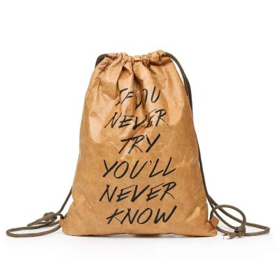 China Rope handle customize backpack dupont sport waterproof promotional recycled tyvek paper drawstring bag for sale