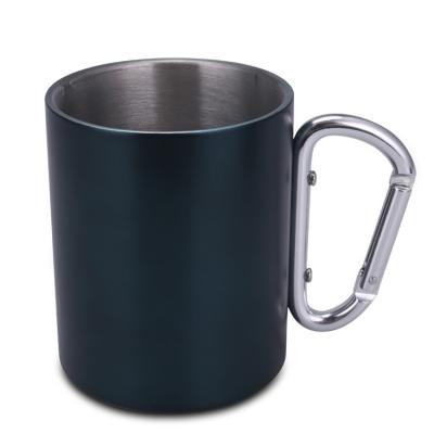 China Gint Sustainable Double Wall Stainless Steel Travel Mug With Carabiner Handle Portable Metal Camping Coffee Mug for sale