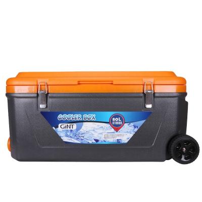 China Gint Waterproof 80L Large Capacity Ice Cooler Box Plastic Hard Cooler Ice Chest With Wheels And Handle for sale