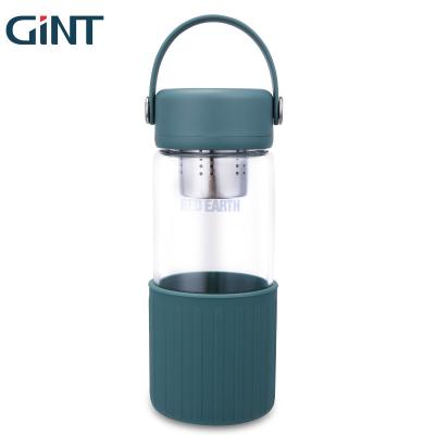 China Viable Sleek Tea Infuser Double Wall Glass Water Bottle BPA Free Leakproof Cup for sale