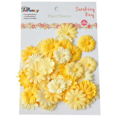 China China Cards Favor Craft Embellishment 48pk 25mm Decoration Mini Yellow Paper Flower for sale