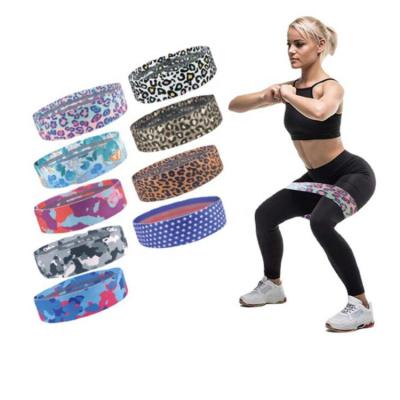 China Polyester Cotton + Silk Custom Portable Latex Logo Yoga Gym Exercise Thicken Leopard Camouflage Resistance Band For Legs And Butt for sale