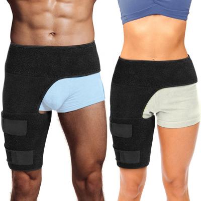 China Unisex Professional Neoprene Amazon Thigh Wrap Adjustable Neoprene Hip Pusher Elastic Thigh Support Brace For Fitness for sale