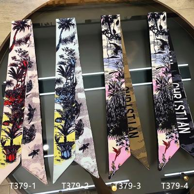 China Printing patterns new arrivals bag silk scarf jungle print scarf women headband small bag ribbon fashion hair handbag scarves for sale