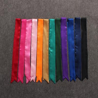 China Printing Patterns Wholesale Cheap Satin Solid Color Lady Imitated Silk Ribbon Scarf For Bag for sale